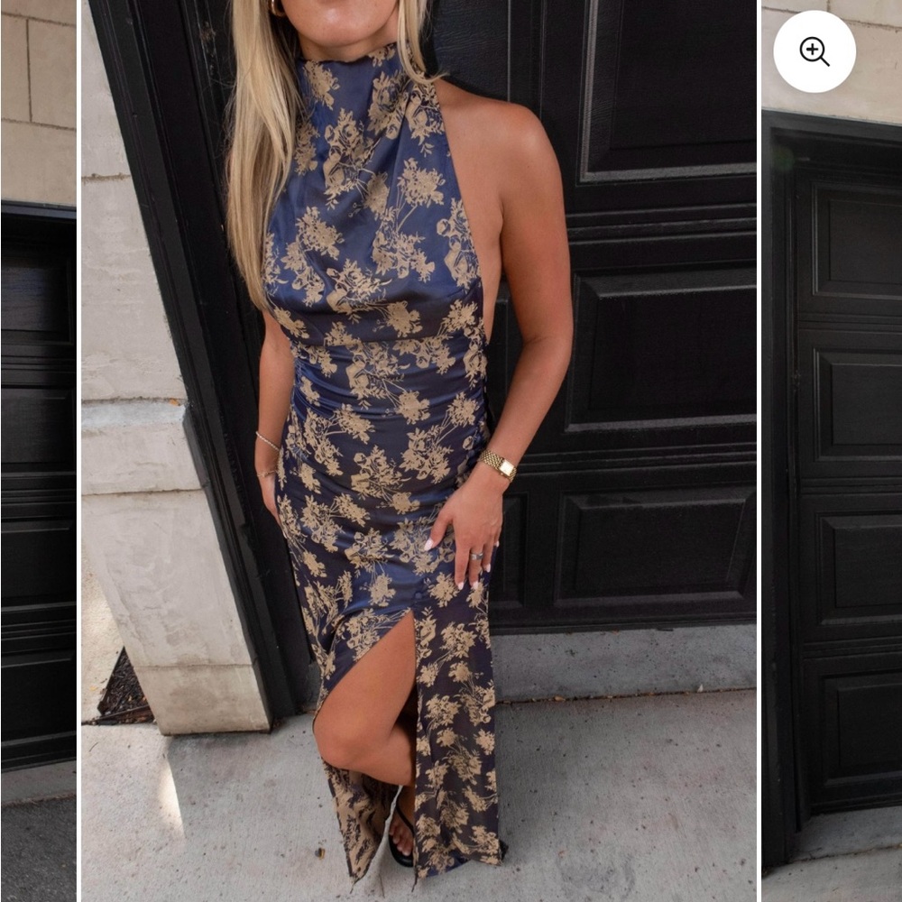 Elegant Backless Floral Dress